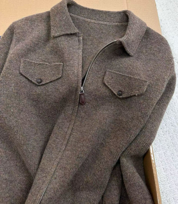 Double-pocket cashmere cardigan